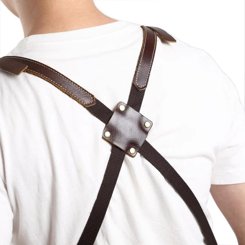 Midkit Store One Size Fits Utility Apron Adjustable Cross-Back Straps Multi-Use Portable Waxed Canvas Aprons With 5 Tool Pockets - Image 1